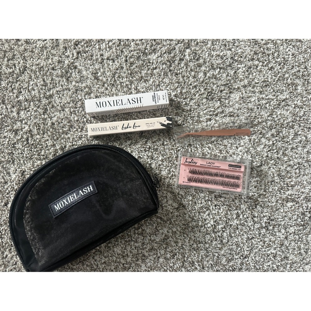 MoxieLash‎ Lady Lash Clusters Set Xtend Serum Lashie Liner Rose Gold Tool Bag